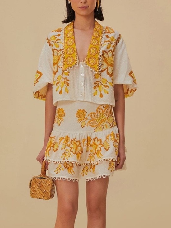 FARM Rio Tops - FARM Rio Off White Aura Floral Top NEW